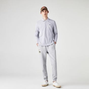 Lacoste classic fit long-sleeve Polo Shirt in marl petit piqué - Polo Pánské Šedé | CZ-WywgUx